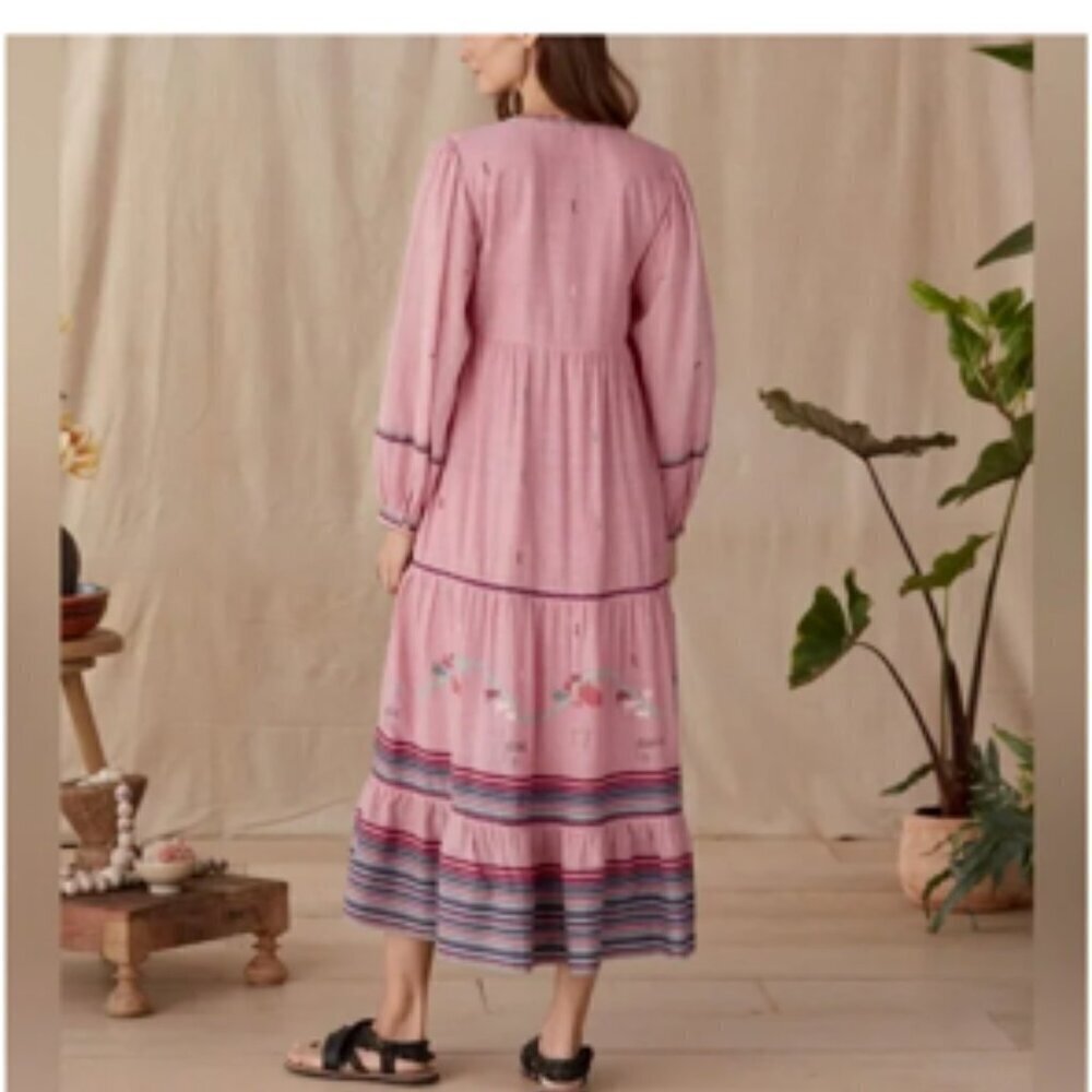 Anthropologie's Conditions Apply Hand Woven 100% Cotton Boho Maxi Dress Small - Picture 2 of 12